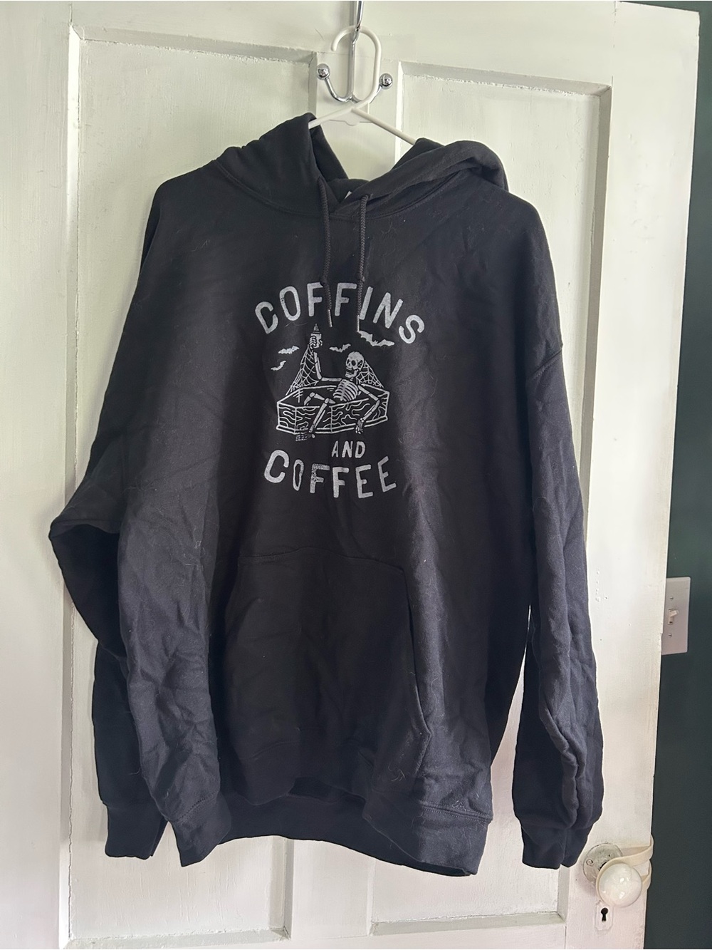 Coffins and Coffee Graphic Black Hoodie - Men's Pullover
